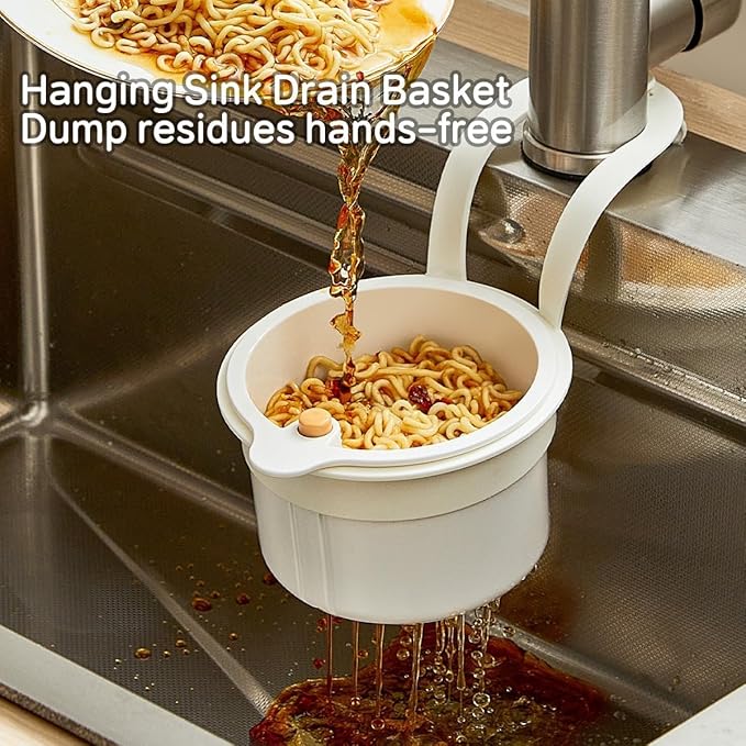 Kitchen Hanging Drain Basket with Strainer Lid