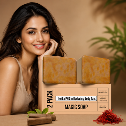 Magic TMagic Tan Removal Soap – Saffron & Sandalwood Bath Bar (Pack of 1)